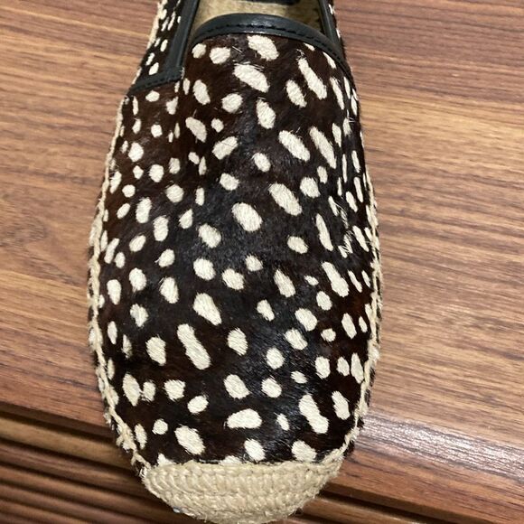 Tory Burch Black & White Pony Hair Espadrilles/Black Leather Trim. Size 10.5 M. - Picture 5 of 8